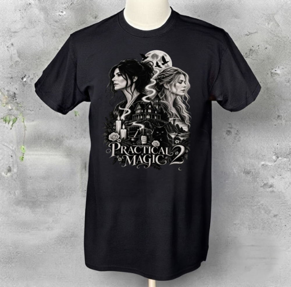 Practical Magic 2 Movie Witches Sisters Black Cat Vintage T-Shirt